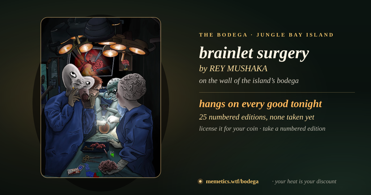 brainlet surgery by REY MUSHAKA · on the wall of the island’s bodega