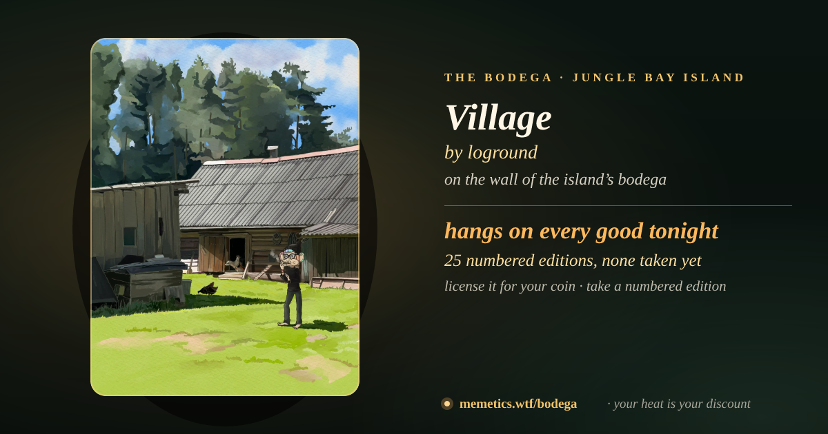 Village by loground · on the wall of the island’s bodega