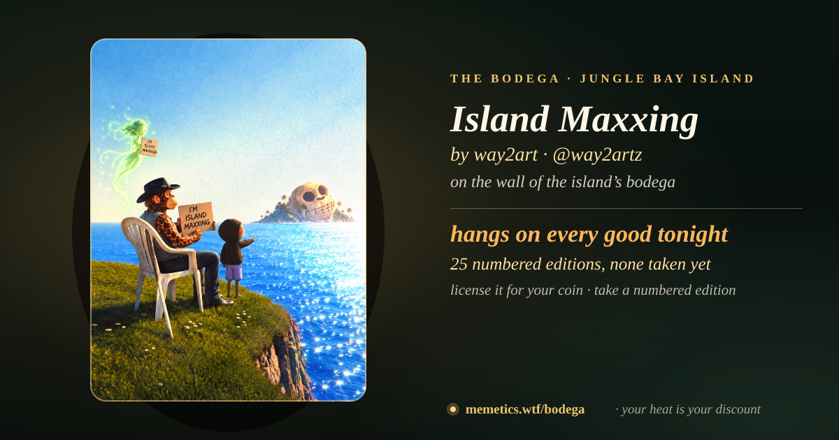 Island Maxxing by way2art · on the wall of the island’s bodega
