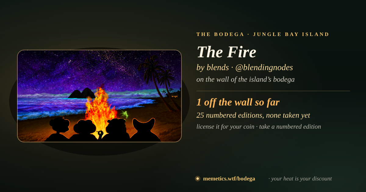 The Fire by blends · on the wall of the island’s bodega
