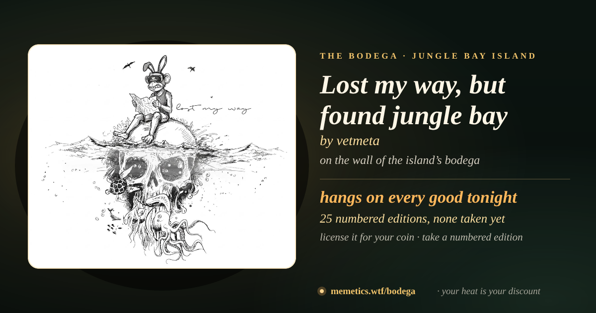 Lost my way, but found jungle bay by vetmeta · on the wall of the island’s bodega