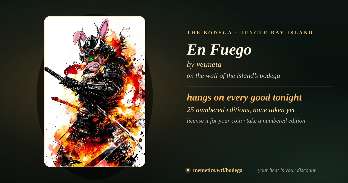 En Fuego by vetmeta · on the wall of the island’s bodega