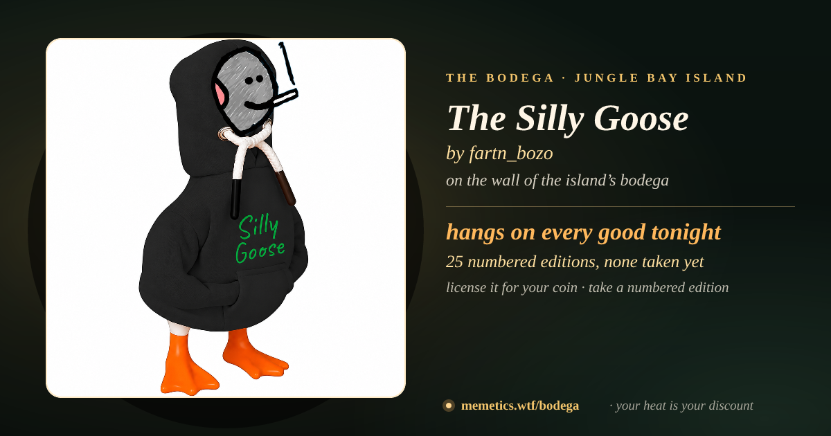 The Silly Goose by fartn_bozo · on the wall of the island’s bodega