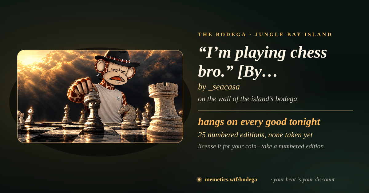 “I’m playing chess bro.” [By @justadirtroad] by _seacasa · on the wall of the island’s bodega